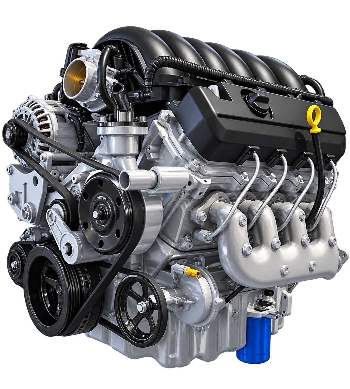 Motor de carro em destaque
